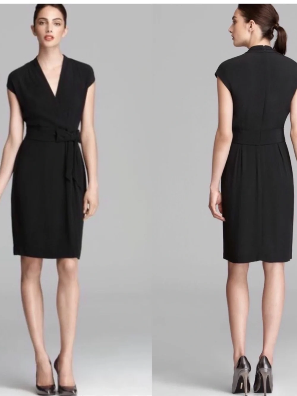 kate spade Black Cap-Sleeve Wrap Dress